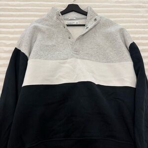 Abercrombie medium "oversized" sweatshirt striped cream, navy and gray